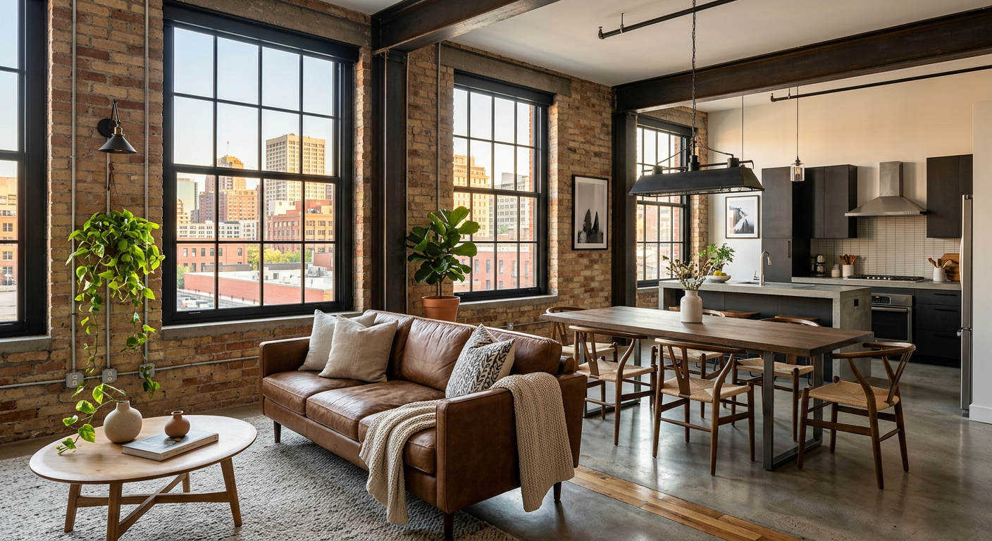 Industriell loft-staging: Urban appell för cityfastigheter