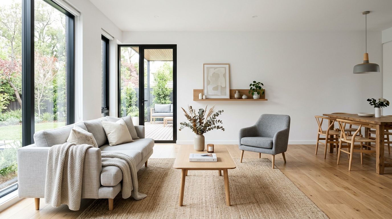 Skandinavisches Design für Immobilien Staging mit FramePilot AI